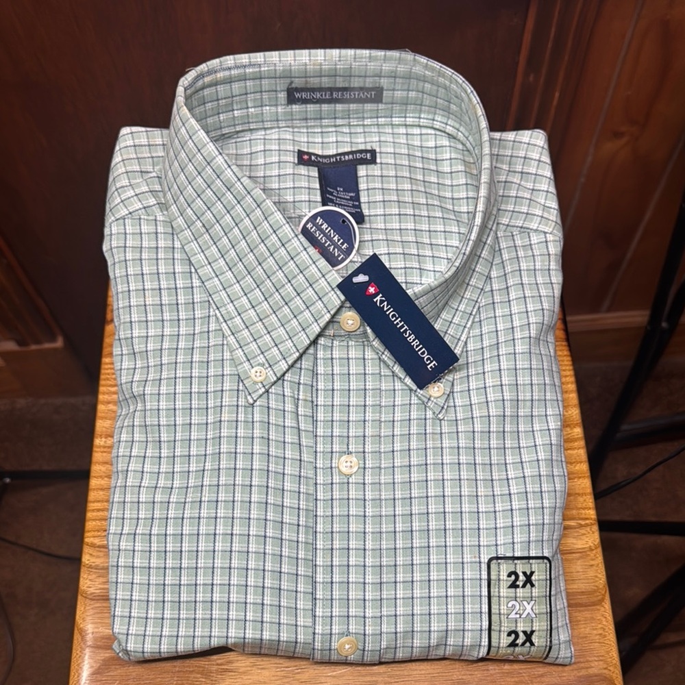 Green‎ Windowpane Casual Button Down Shirt